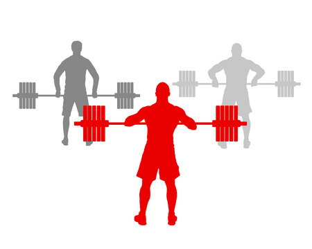 Man powerlifting weights isolated abstract winner concept vector background isolated on whiteのイラスト素材