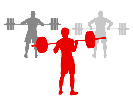 Man powerlifting weights isolated abstract winner concept vector background isolated on whiteのイラスト素材