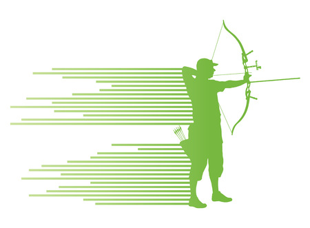 Archer man bending bow vector background concept made of stripesのイラスト素材
