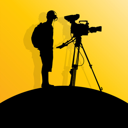 Cameraman silhouette vector backgroundのイラスト素材