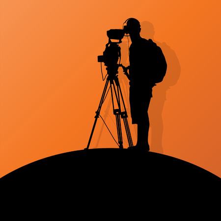 Cameraman silhouette vector backgroundのイラスト素材