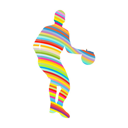 Abstract basketball player vector background concept made of stripesのイラスト素材