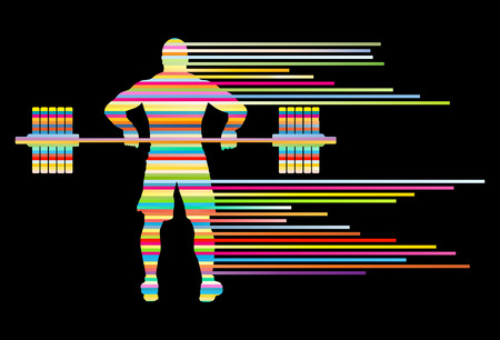 Weight lifting man abstract vector background concept made of stripesのイラスト素材