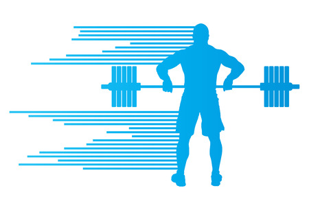 Weight lifting man abstract vector background concept made of stripesのイラスト素材