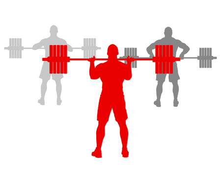 Man powerlifting weights isolated abstract winner concept vector background isolated on whiteのイラスト素材
