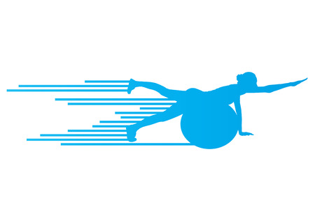 Young woman exercise fitness ball vector background sport concept made of stripesのイラスト素材