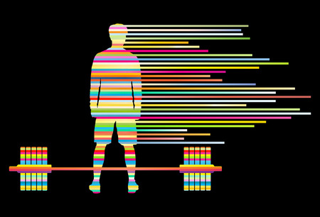 Weight lifting man abstract vector background concept made of stripesのイラスト素材