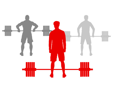 Man powerlifting weights isolated abstract winner concept vector background isolated on whiteのイラスト素材