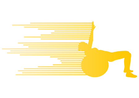 Young woman exercise fitness ball vector background sport concept made of stripesのイラスト素材