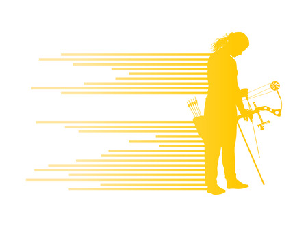 Archer woman bending bow vector background concept made of stripesのイラスト素材
