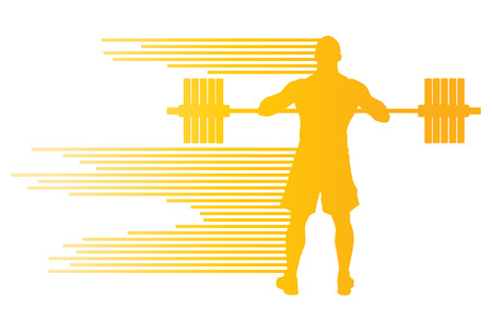 Weight lifting man abstract vector background concept made of stripesのイラスト素材