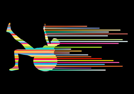 Young woman exercise fitness ball vector background sport concept made of stripesのイラスト素材