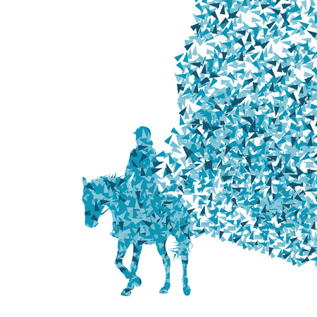Horseback riding equestrian sport show with horse and rider vector background abstract concept made of fragmentsのイラスト素材