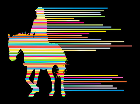 Horse riding equestrian sport with horse and rider vector background concept made of stripesのイラスト素材