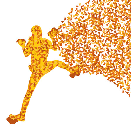 Children, teenager girl rock climber sport athletes climbing wall abstract silhouettes background illustration vector concept made of fragmentsのイラスト素材