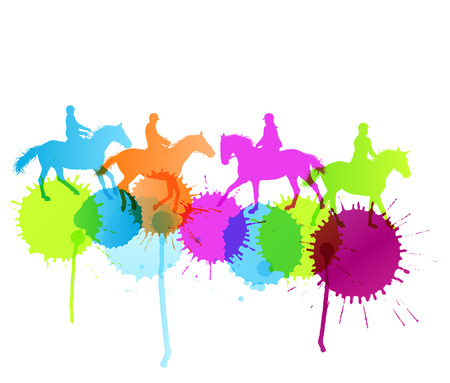 Horse riding vector background concept with color splashes for posterのイラスト素材