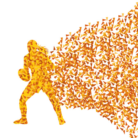 Rugby player woman silhouette vector background concept made of fragmentsのイラスト素材