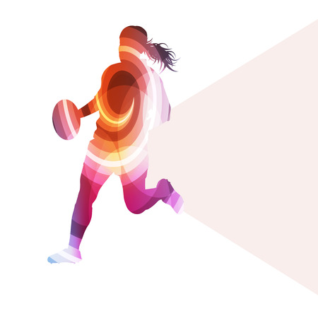 Rugby woman player silhouette vector background colorful concept made of transparent curved shapesのイラスト素材