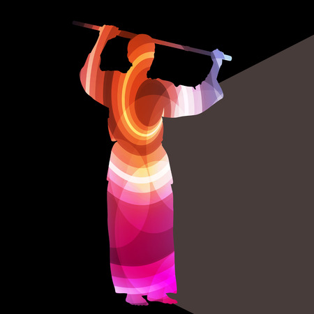 Kendo training sport man silhouette illustration vector background colorful concept made of transparent curved shapesのイラスト素材