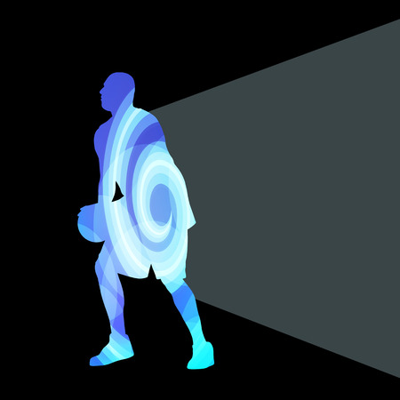 Basketball player man silhouette illustration vector background colorful concept made of transparent curved shapesのイラスト素材