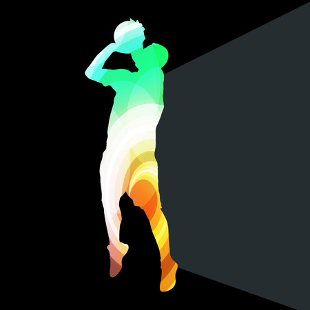 Basketball player man silhouette illustration vector background colorful concept made of transparent curved shapesのイラスト素材