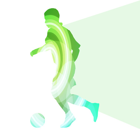 Soccer football player silhouette vector background colorful concept made of transparent curved shapesのイラスト素材