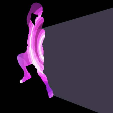 Basketball player man silhouette illustration vector background colorful concept made of transparent curved shapesのイラスト素材