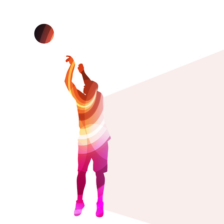 Basketball player man silhouette illustration vector background colorful concept made of transparent curved shapesのイラスト素材