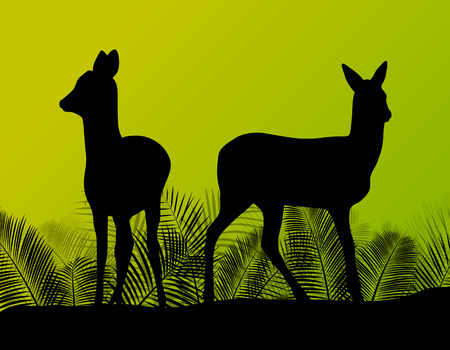 Deer doe in grass field vector background ecology conceptのイラスト素材
