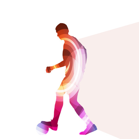 Soccer football player silhouette vector background colorful concept made of transparent curved shapesのイラスト素材