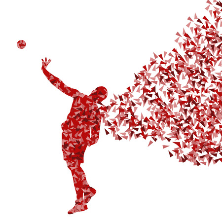 Male sport athletic ball throwing, shot put silhouettes abstract illustration background vector concept made of fragmentsのイラスト素材