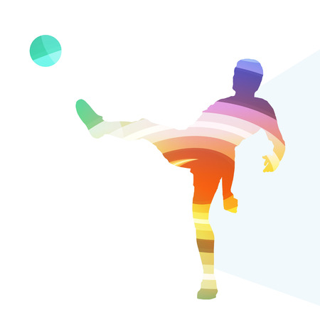 Soccer football player silhouette vector background colorful concept made of transparent curved shapesのイラスト素材