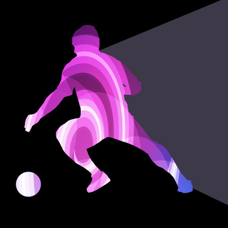 Soccer football player silhouette vector background colorful concept made of transparent curved shapesのイラスト素材