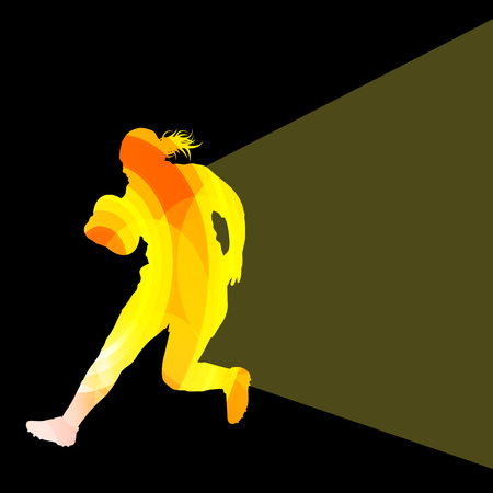 Rugby woman player silhouette vector background colorful concept made of transparent curved shapesのイラスト素材