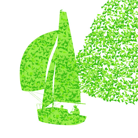 Sailing yacht, boat ship vector background concept made of fragments for posterのイラスト素材