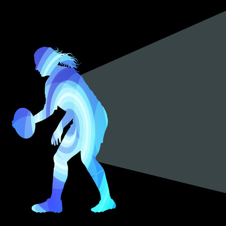 Rugby woman player silhouette vector background colorful concept made of transparent curved shapesのイラスト素材