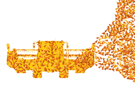 Harvester in work background illustration vector concept made of fragments isolated on whiteのイラスト素材