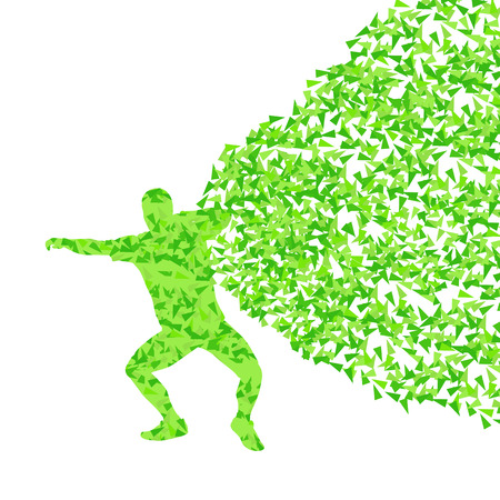 Male sport athletic ball throwing, shot put silhouettes abstract illustration background vector concept made of fragmentsのイラスト素材