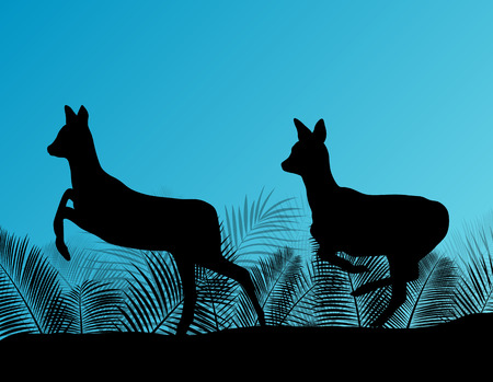 Deer doe in grass field vector background ecology conceptのイラスト素材