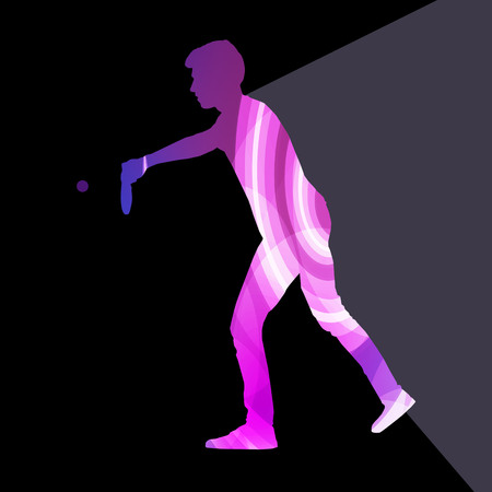 Table tennis player man silhouette illustration vector background colorful concept made of transparent curved shapesのイラスト素材