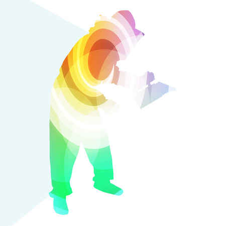 Beekeeper working silhouette illustration vector background colorful concept made of transparent curved shapesのイラスト素材