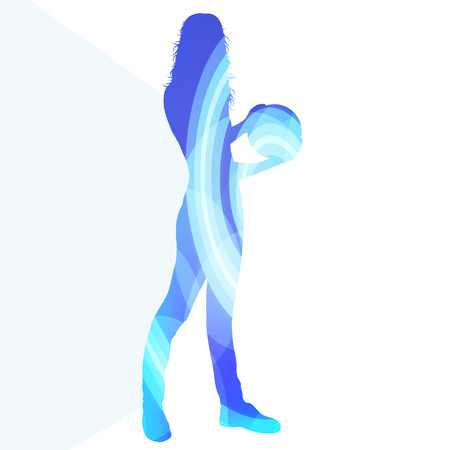 Woman bowler bowling silhouette illustration vector background colorful concept made of transparent curved shapesのイラスト素材