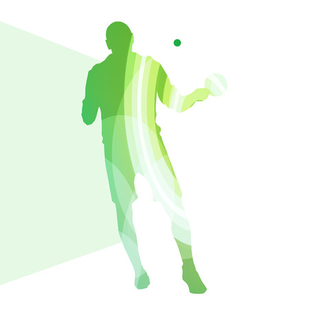 Table tennis player man silhouette illustration vector background colorful concept made of transparent curved shapesのイラスト素材