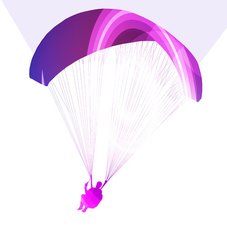 Paraglider flying silhouette illustration vector background colorful concept made of transparent curved shapesのイラスト素材