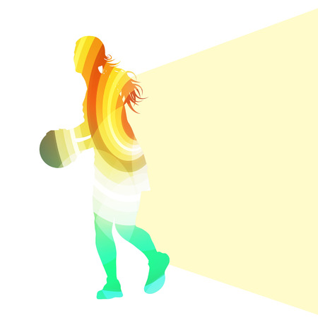 Basketball female woman player silhouette illustration vector background colorful concept made of transparent curved shapesのイラスト素材