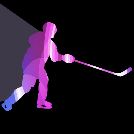 Hockey player man silhouette illustration vector background colorful concept made of transparent curved shapesのイラスト素材