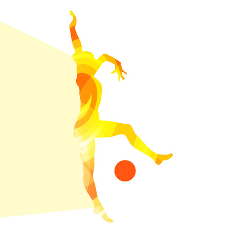 Modern rhythmic gymnastics woman with ball silhouette illustration vector background colorful concept made of transparent curved shapesのイラスト素材