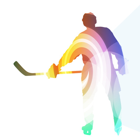 Hockey player man silhouette illustration vector background colorful concept made of transparent curved shapesのイラスト素材