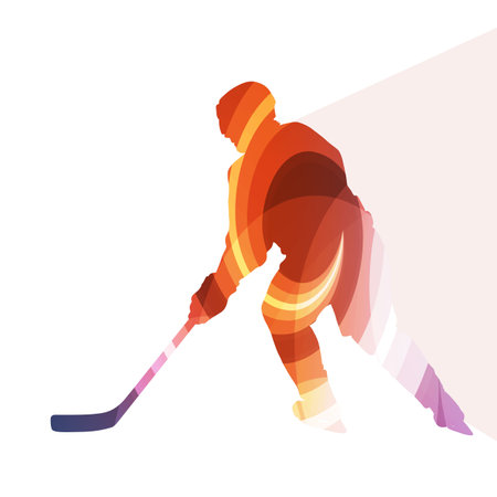 Hockey player man silhouette illustration vector background colorful concept made of transparent curved shapesのイラスト素材