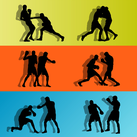 Boxer boxing man in action sport vector background conceptのイラスト素材